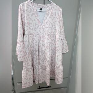 Pink Animal Print Tiered Dress